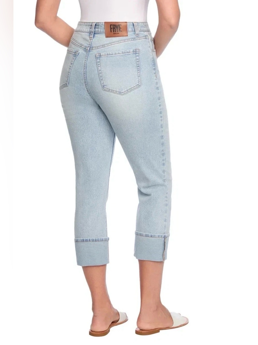 Frye Women's High-Rise Cuffed Crop Jean Light Blue Stevie Wash Size 8 - Picture 3 of 15